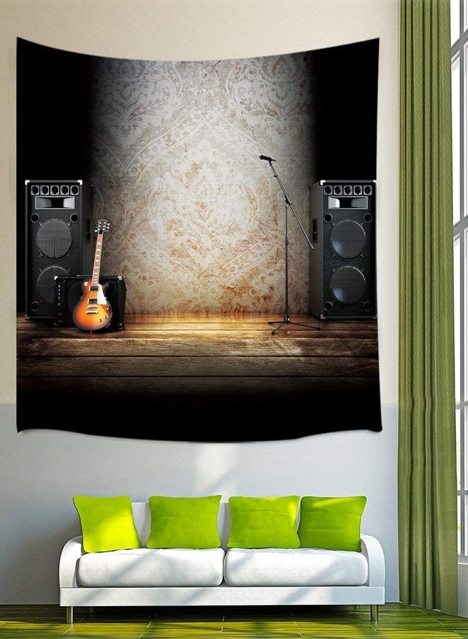 NYMB Music Tapestry Wall Hanging, Vintage Guitar on Wood Stage Wall Tapestry Art for Home Decorations Dorm Decor Living Room Bedroom Bedspread, (80X60in) - Image 5
